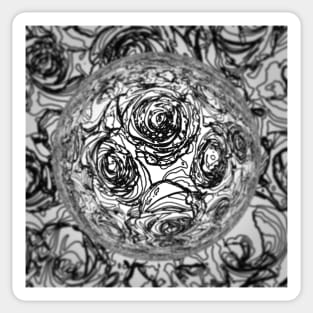 Black Goth Rose Floral Print Sticker